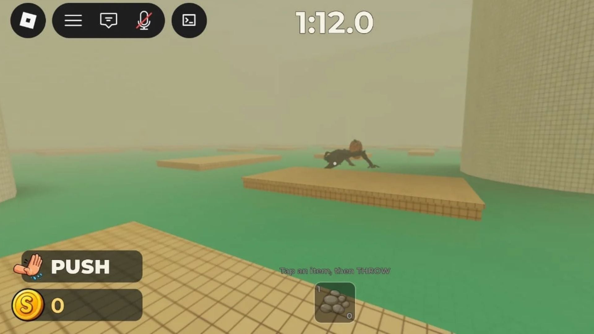 DONT SPLASH monster IT prowling a room of platforms over green water